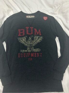 Equipment Black Thermal Top with Red and Cream Patch